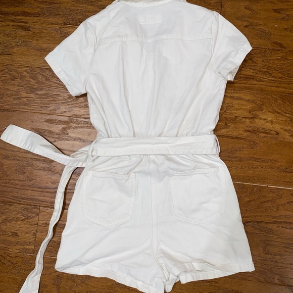 White denim shorts jumpsuit romper - Picture 5 of 6